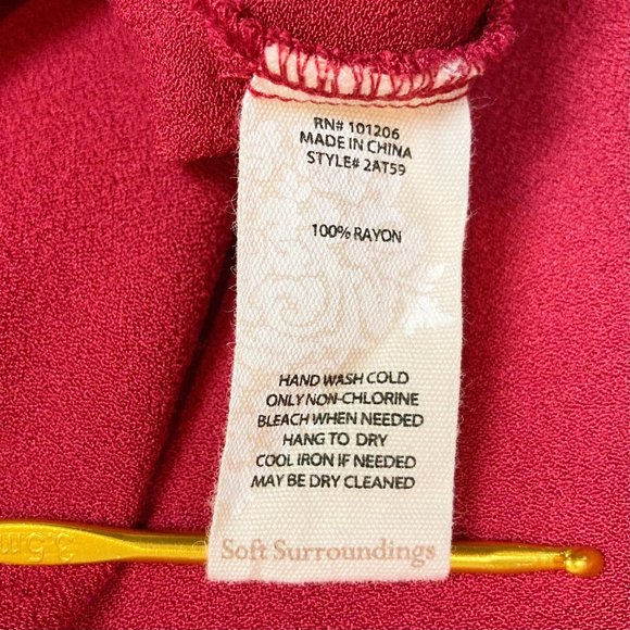 SOFT SURROUNDINGS - M - Dark Red Poet Ruffle Button Down - Picture 6 of 7